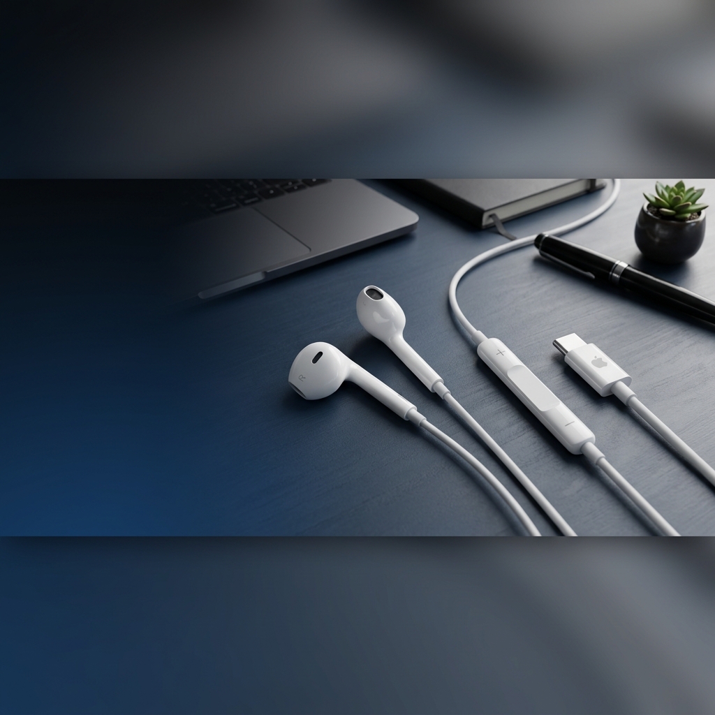 Apple EarPods USB-C Elegant Workspace Setup