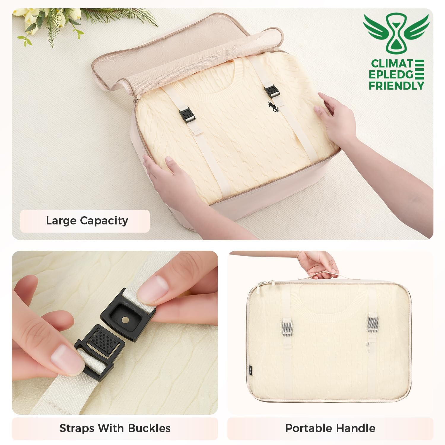 BAGAIL 8 Set Packing Cubes in Cream