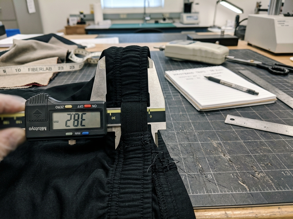 Figure 1.1: Mitutoyo Digital Caliper measuring BALENNZ waistband elastic at 38.2 mm