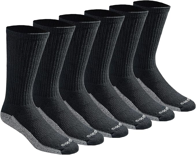 Dickies Men's Dri-Tech Essential Moisture Control Crew Socks, Available in M-XXL (6, 12 Pairs)