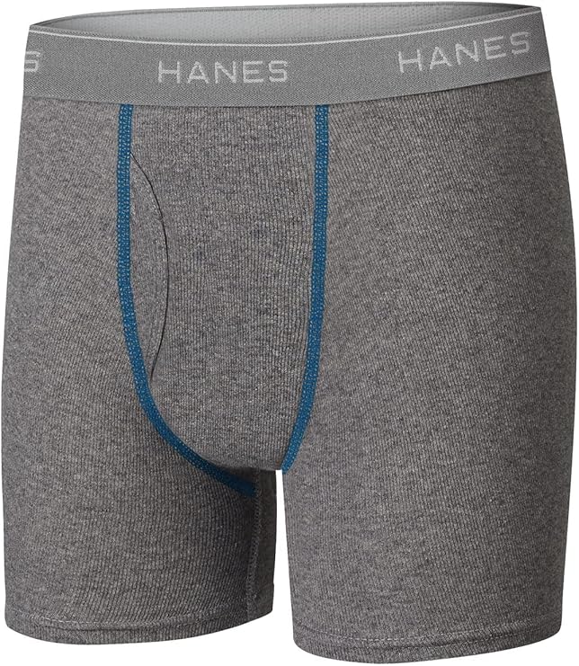 Hanes Boys' Boxer Briefs, Moisture-Wicking Underwear for Boys & Toddlers, Assorted, 10 or 12 Pack - Front Fit View on Mannequin