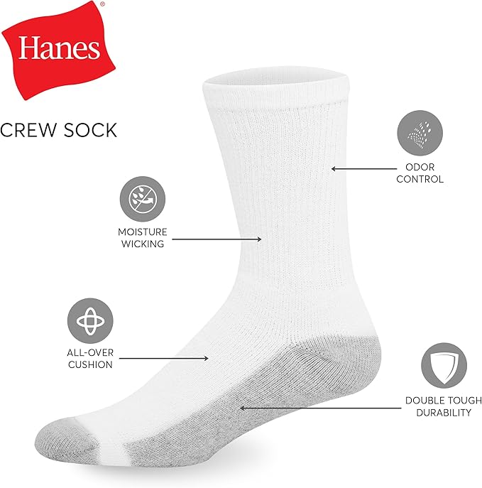 Hanes Double Tough Socks heel cushioning close up
