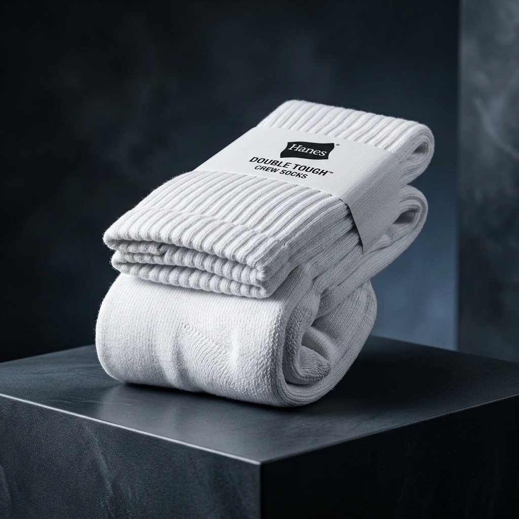 Hanes Double Tough Socks flat toe seam close up