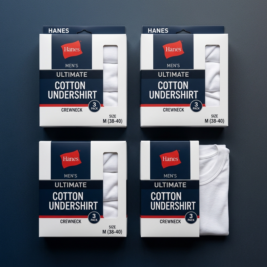 Hanes Men's Undershirt packs display mockup