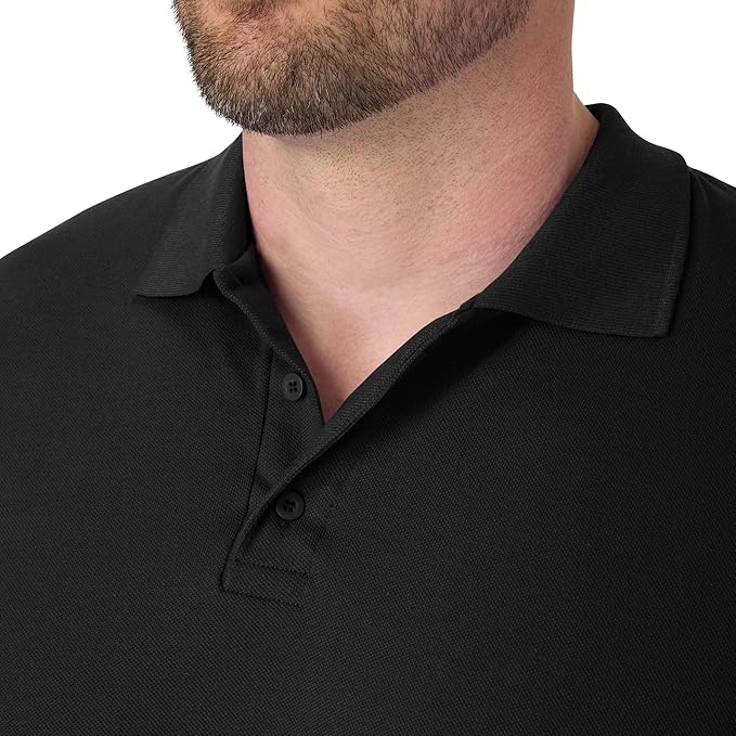 Hanes X-Temp midweight polo shirt flat layout stitch detail