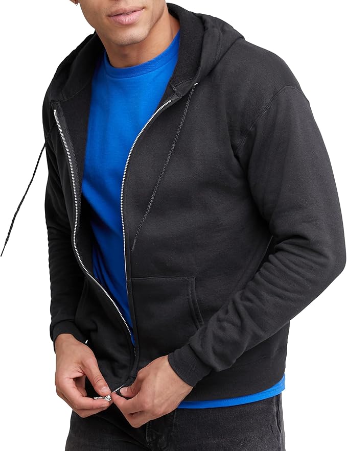 Hanes Men's Zip-up Hoodie - Front Detail View