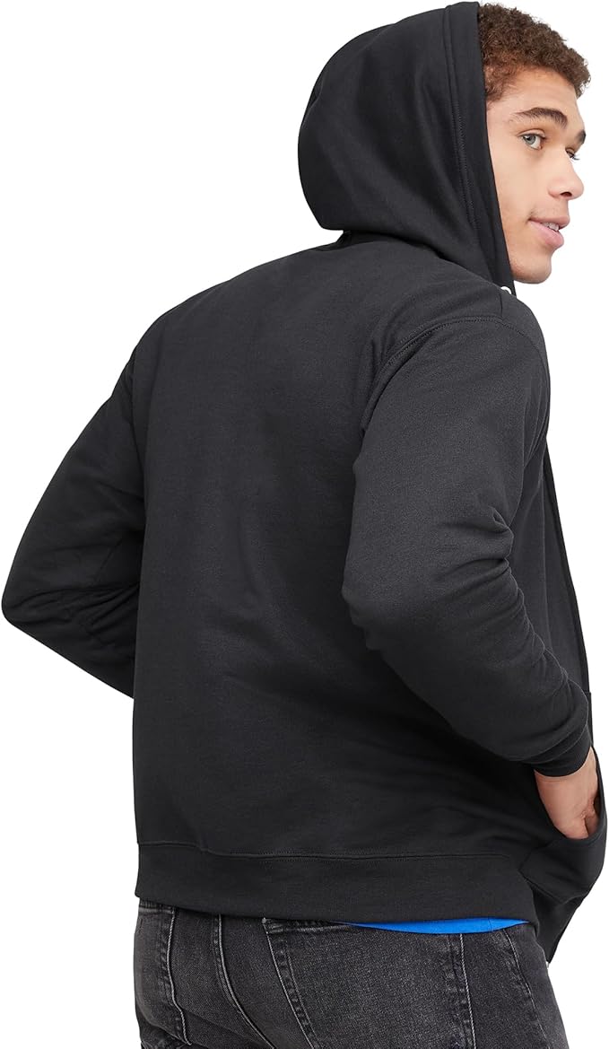 Hanes EcoSmart Fleece Hoodie flat back and hood view