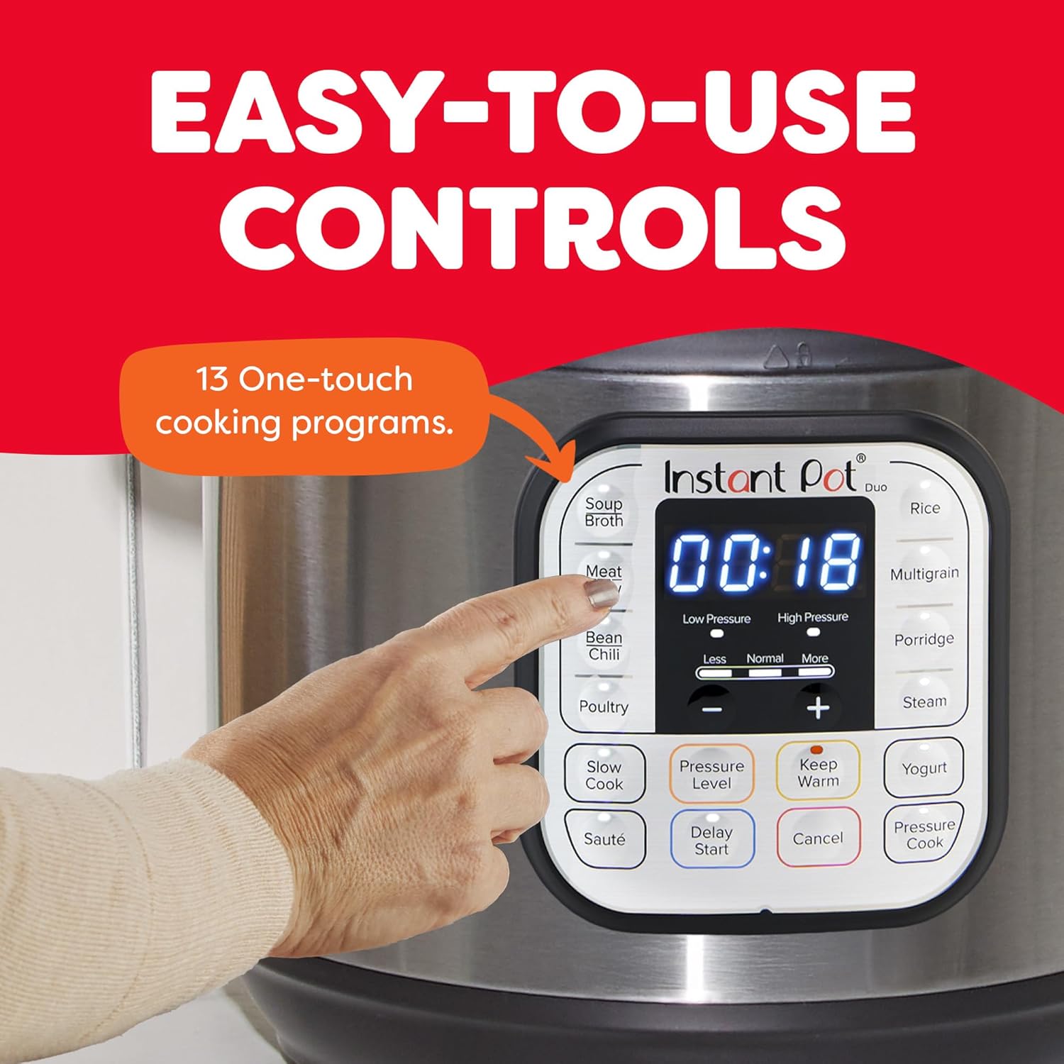 Instant Pot Duo 7-in-1 Electric Pressure Cooker, Slow Cooker, Rice, Steamer, Sauté, Yogurt Maker, Warmer & Sterilizer, Includes App With Over 800 Recipes, Stainless Steel, 6 Quart - Stainless Steel Pot & Rack Components