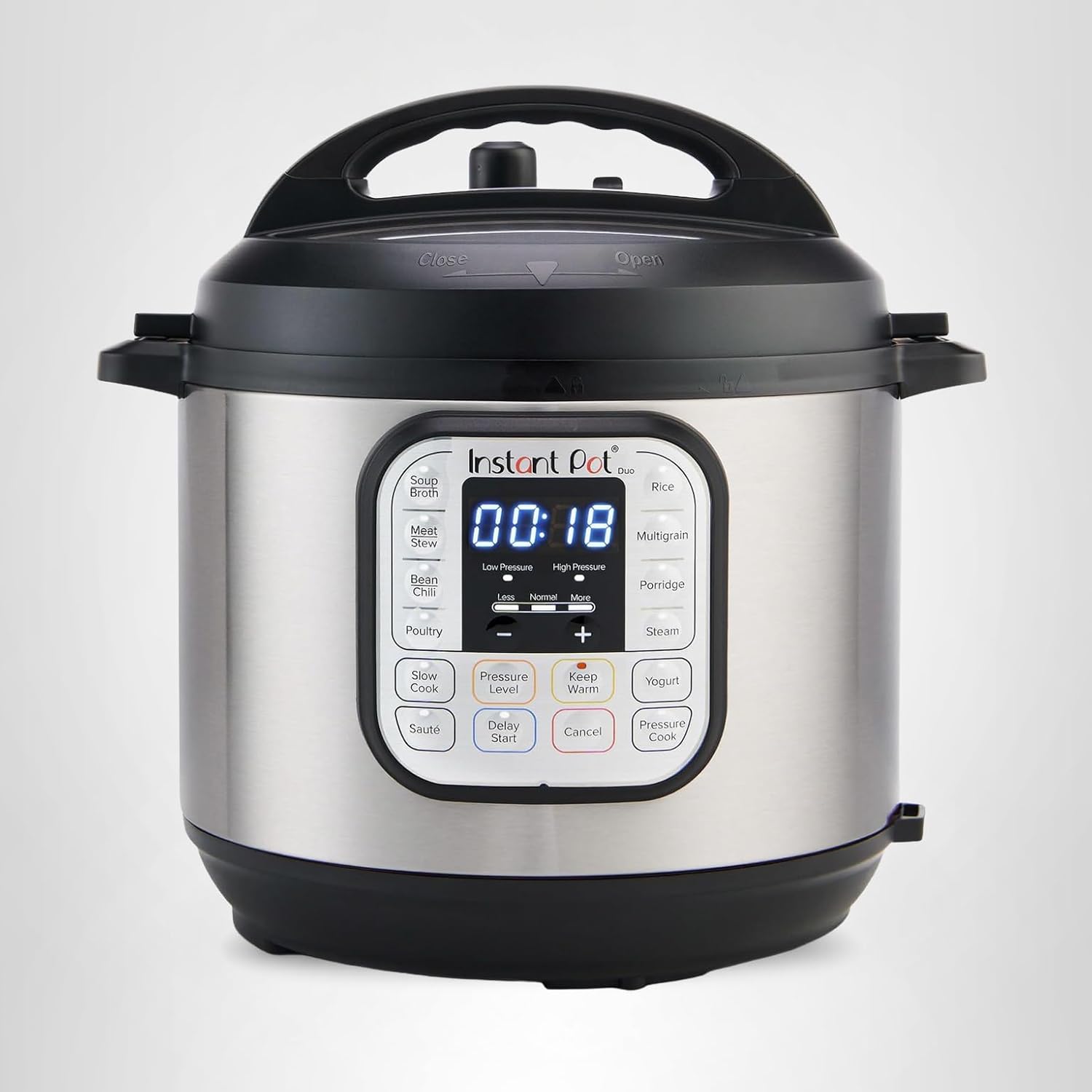 Instant Pot Duo 7-in-1 Electric Pressure Cooker, Slow Cooker, Rice, Steamer, Sauté, Yogurt Maker, Warmer & Sterilizer, Includes App With Over 800 Recipes, Stainless Steel, 6 Quart - Front View Profile