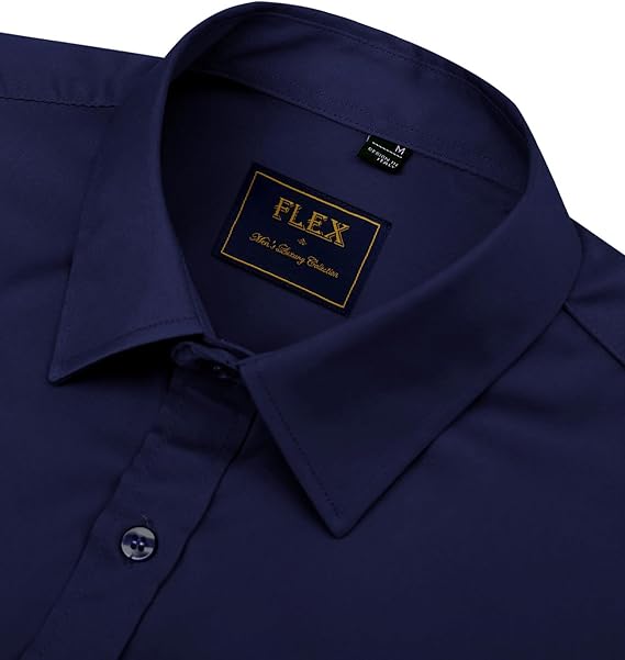 Close-up of J.VER Men's Dress Shirt spread collar detailing stitch quality