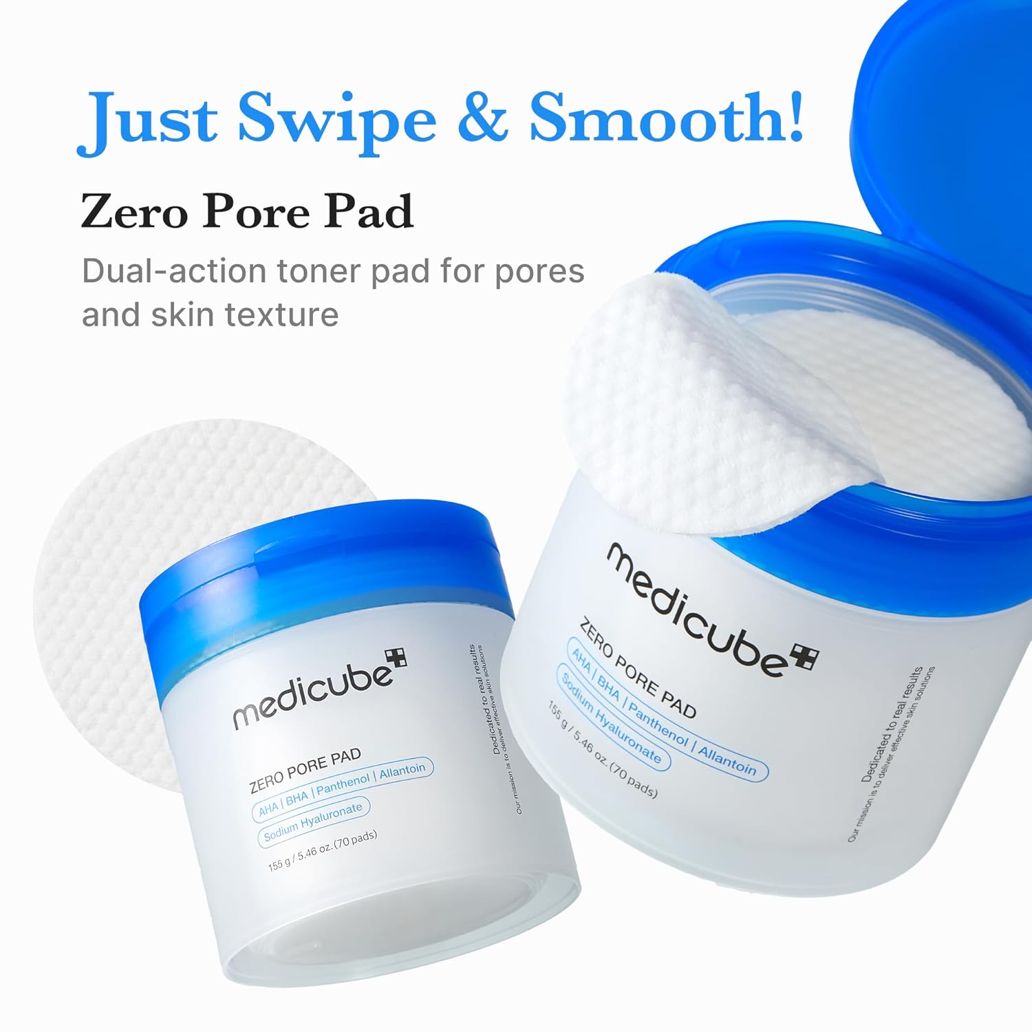 Applying Medicube Zero Pore Pad 2.0 textured exfoliating side on face
