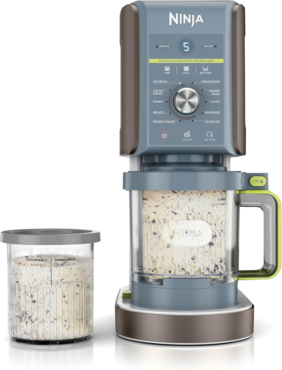 Ninja CREAMi Deluxe Ice Cream Maker | 11-in-1 Create Frozen Desserts, Sorbet, Milkshakes, Yogurt & More | Includes 2 Dishwasher Safe XL 24 Oz. Tubs with storage lids | Blue | NC501ND