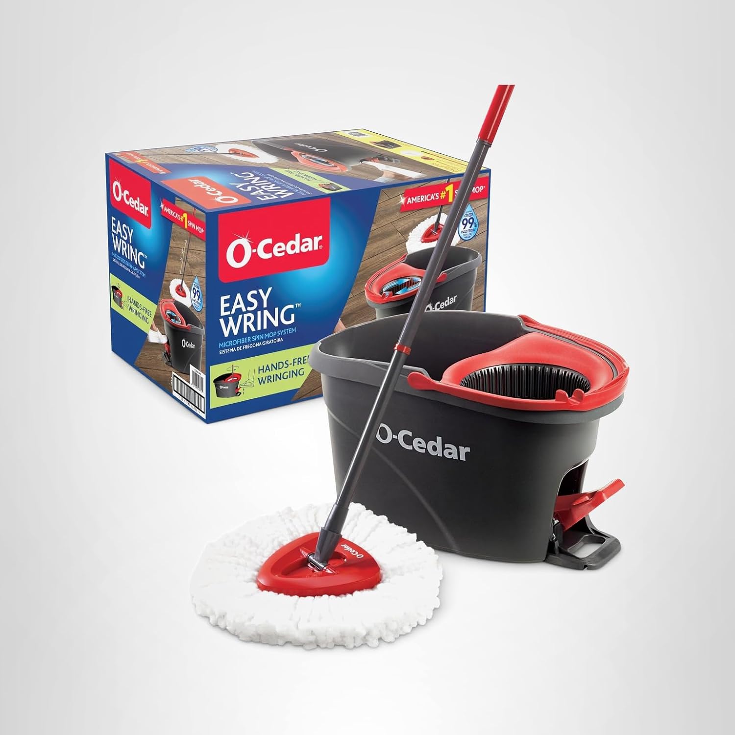 O-Cedar EasyWring Microfiber Spin Mop, Bucket Floor Cleaning System