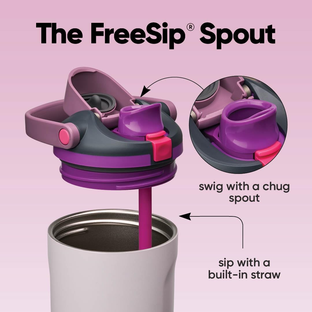 Owala FreeSip Spout on commuter desk