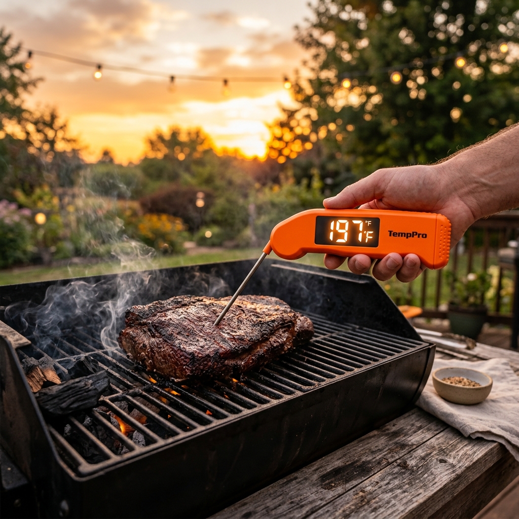 TempPro TP19H Digital Meat Thermometer Banner - Grilling Lifestyle Aesthetic