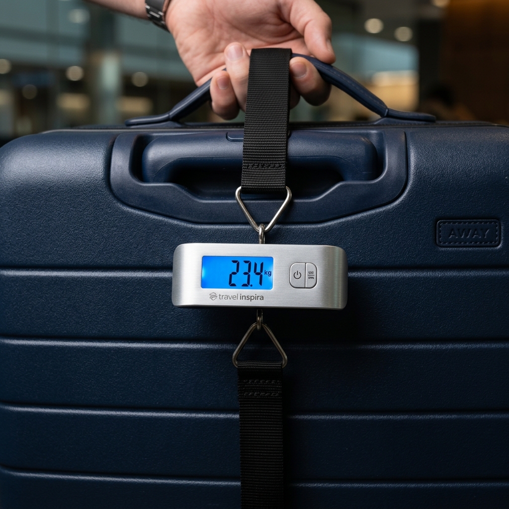 travel inspira Luggage Scale, Portable Digital Hanging Baggage Scale for Travel, Suitcase Weight Scale with Rubber Paint, 110 Pounds, Battery Included