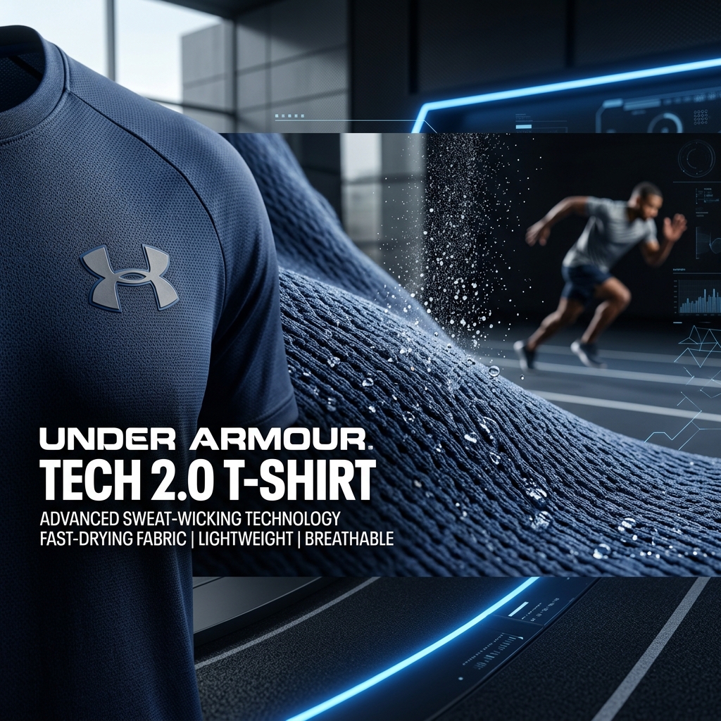Close-up detailing of Under Armour athletic shirt stitching and mesh microfibers