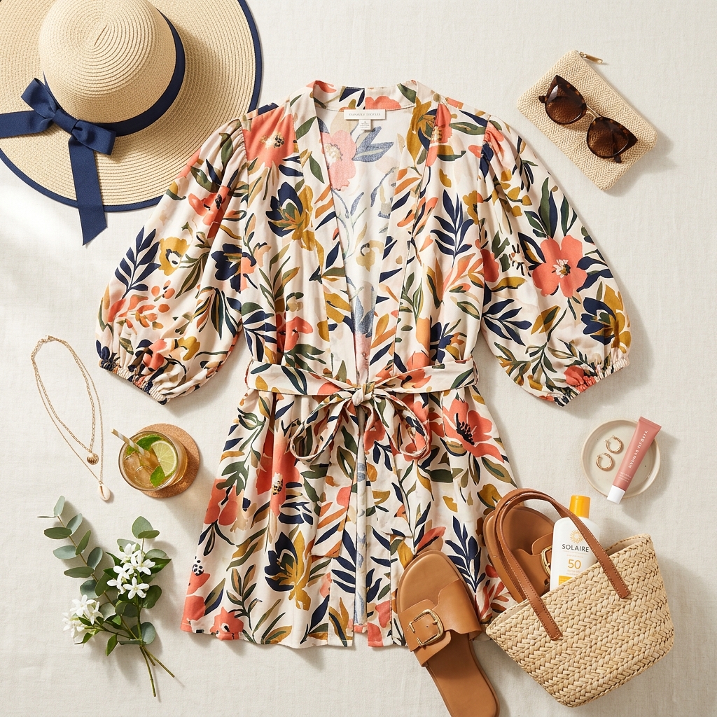 Kimono cardigan flat lay lifestyle banner
