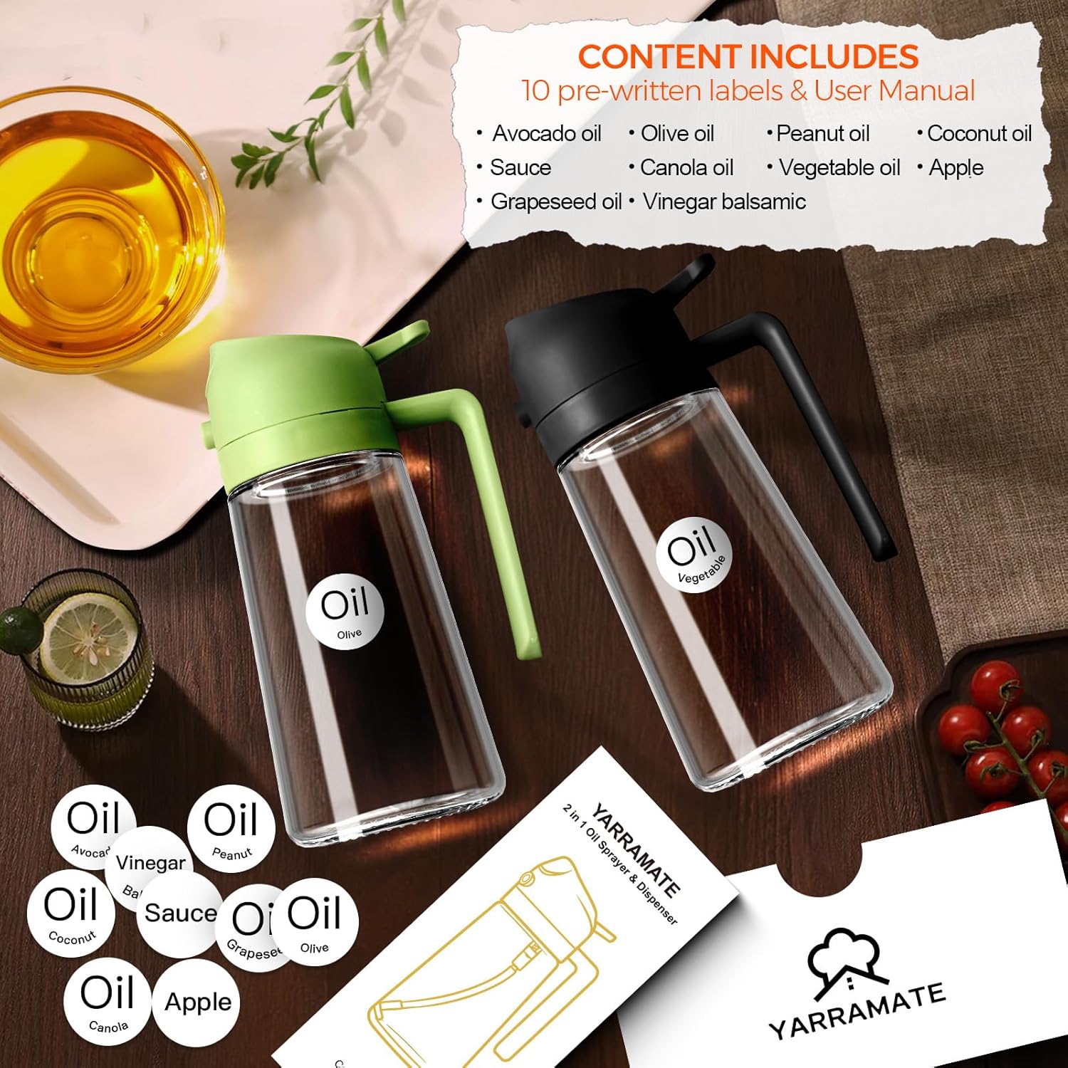 YARRAMATE 2-in-1 Glass Oil Sprayer Anatomy Breakdown
