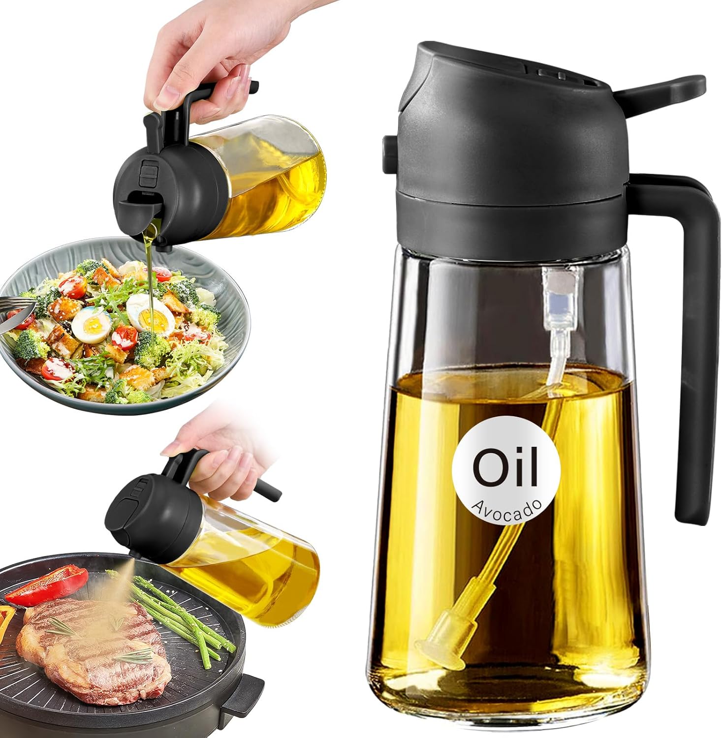 YARRAMATE 16oz Glass Oil Sprayer with portion control nozzle