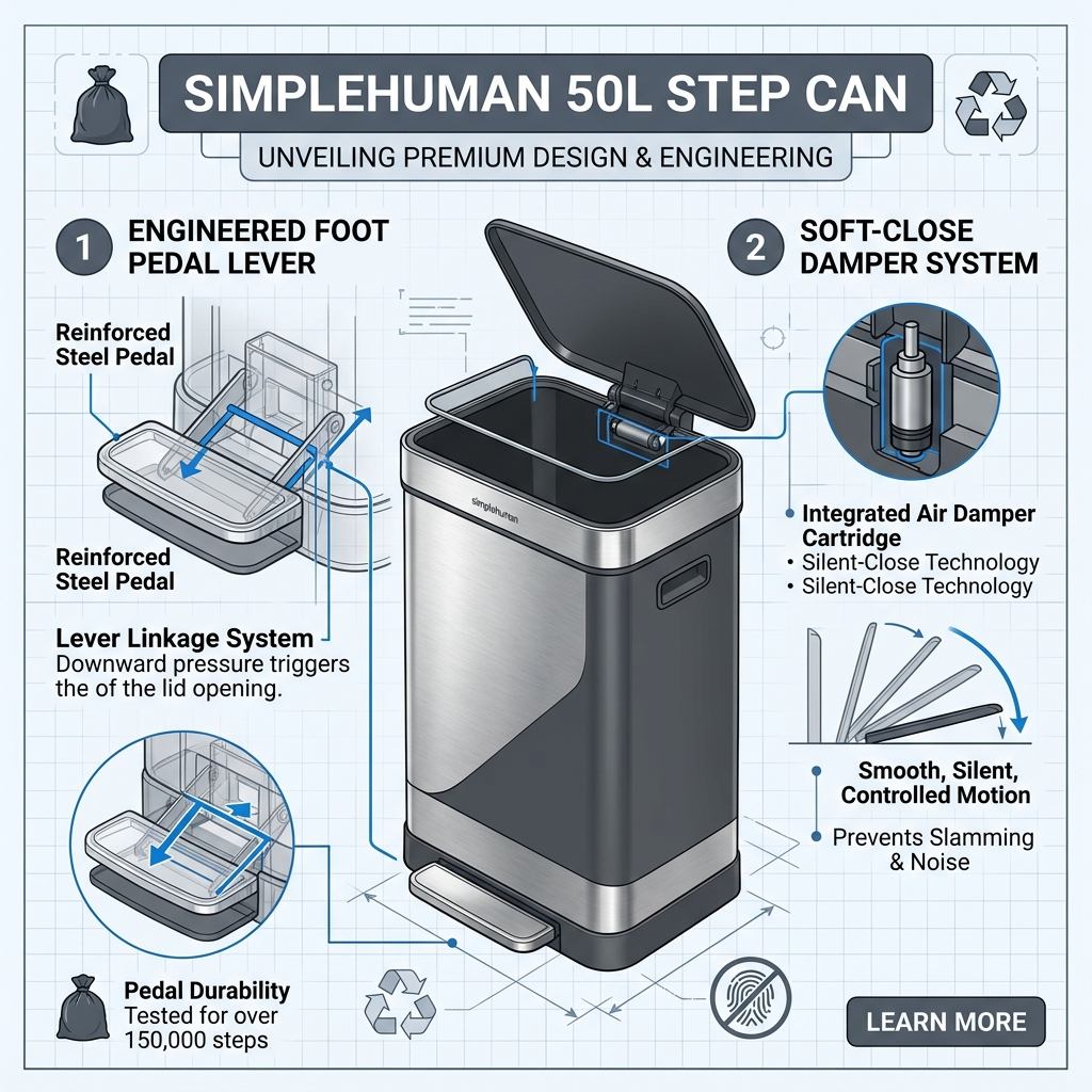 Mechanical Durability of Step Trash Cans: Pedal-Actuated Physics and Soft-Close Hinge Design (2026)