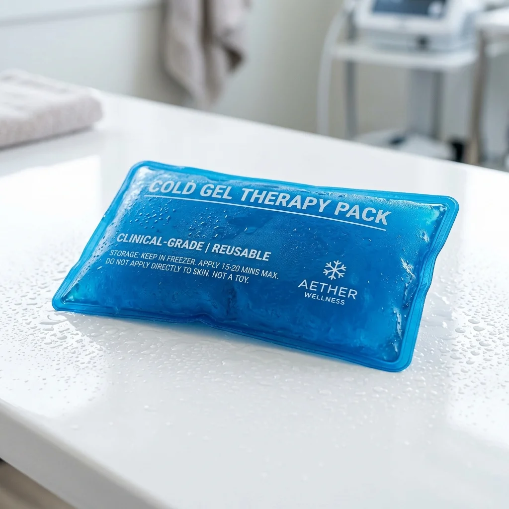 High-resolution diagram illustrating cooling gel pack thermal transfer and swelling relief.